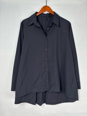 Luukaa Button Up Shirt Loose Boxy Size 16 Gray Women
